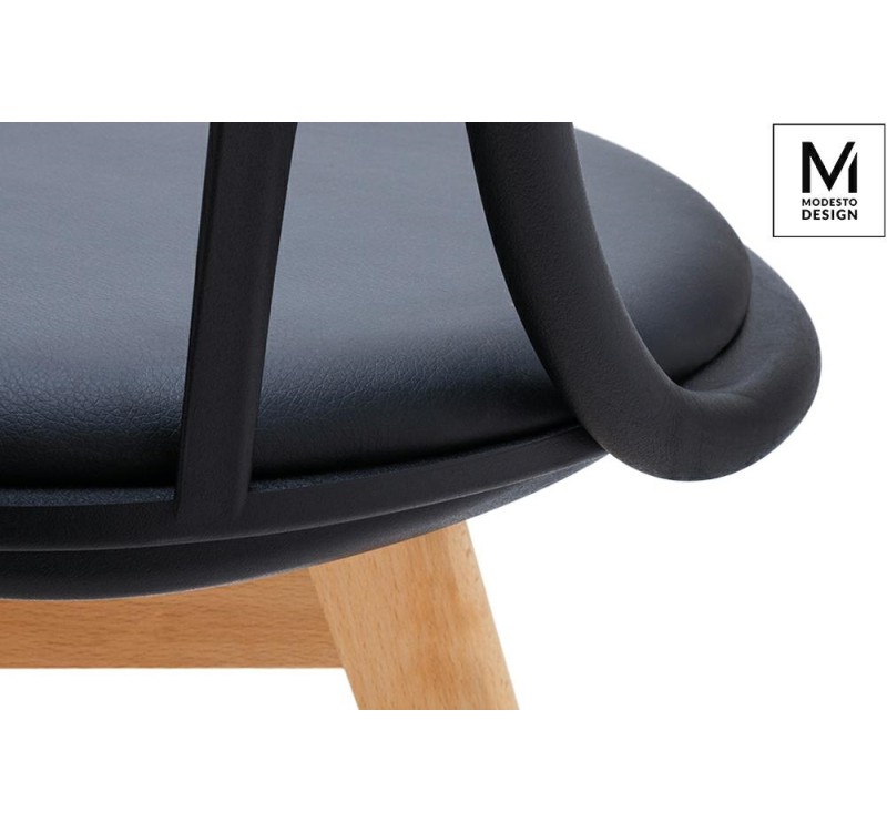 MODESTO krzesło ALBERT czarne - polipropylen, ekoskóra, drewno bukowe