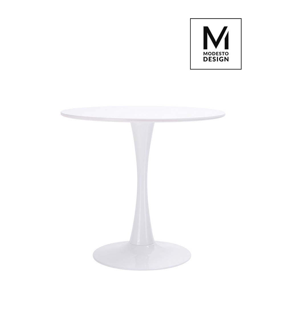 MODESTO stół TULIP FI 80 biały - MDF, podstawa metalowa