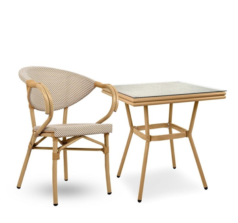 Krzesło ogrodowe CAFE BISTRO PARIS ARM    beżowe rattan