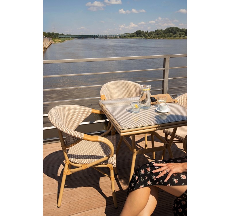Krzesło ogrodowe CAFE BISTRO PARIS ARM    beżowe rattan