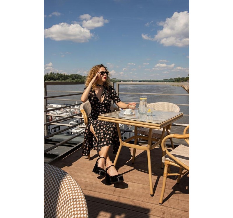 Krzesło ogrodowe CAFE BISTRO PARIS ARM    beżowe rattan