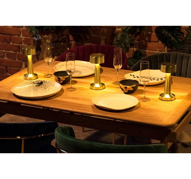 Lampa biurkowa LEE złota - wbudowana bateria, LED