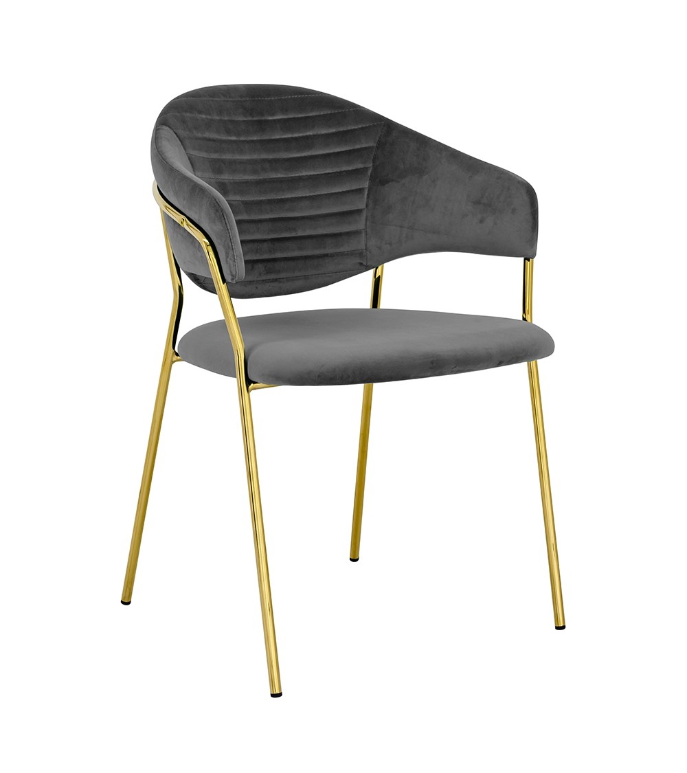 Krzesło NAOMI ciemny szary - welur, podstawa złota