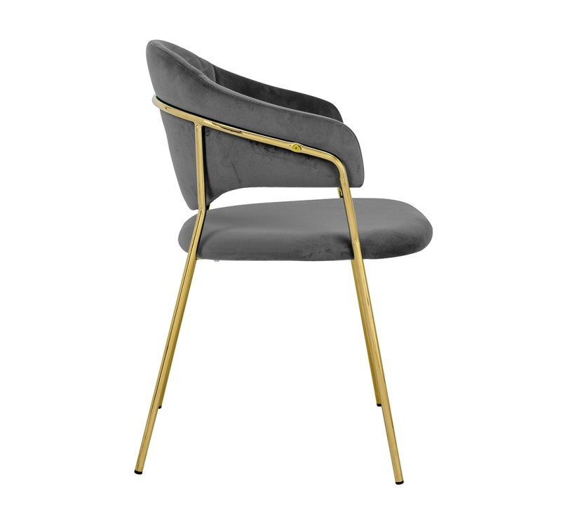 Krzesło NAOMI ciemny szary - welur, podstawa złota