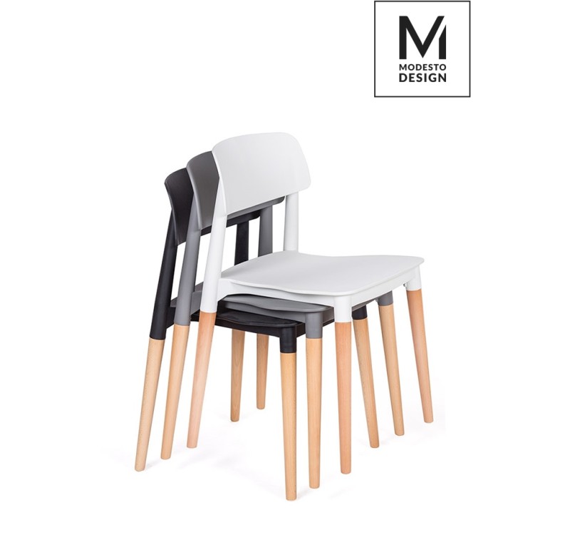 MODESTO krzesło ECCO białe - polipropylen, podstawa bukowa