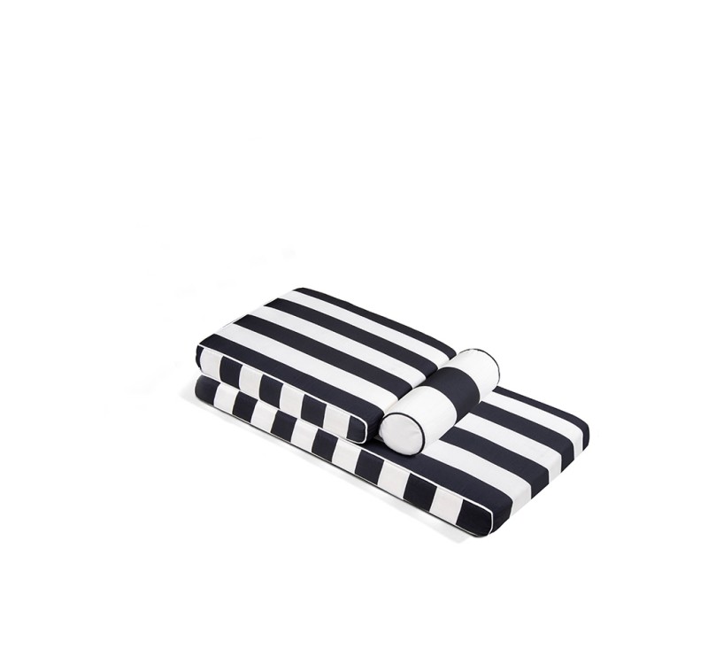 Materac ogrodowy AZURE z poduszką biało-czarny