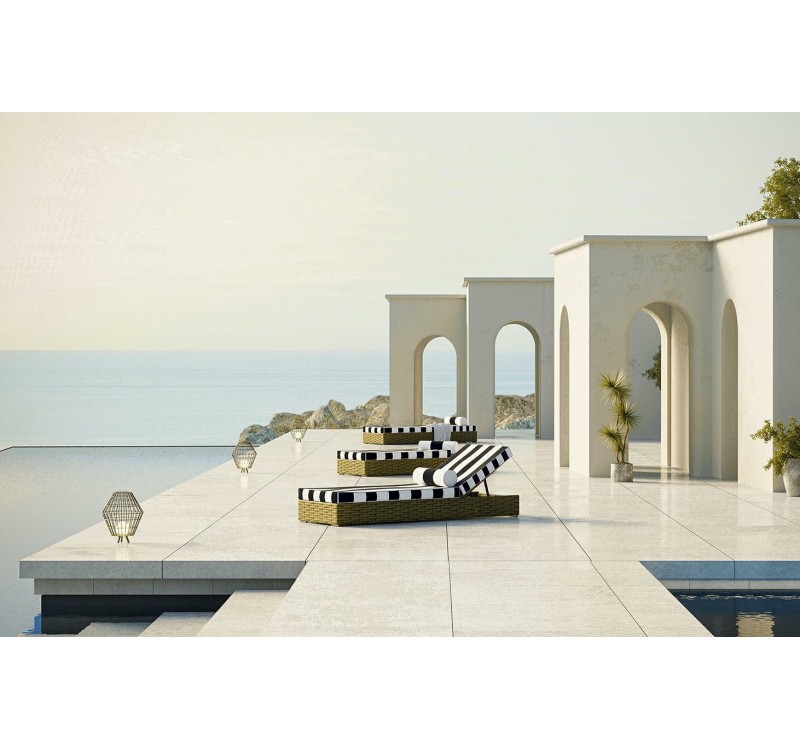 Materac ogrodowy AZURE z poduszką biało-czarny