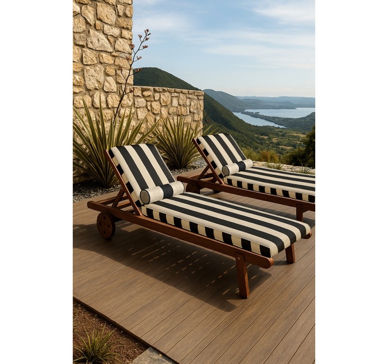 Materac ogrodowy AZURE z poduszką biało-czarny