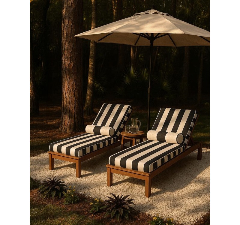 Materac ogrodowy AZURE z poduszką biało-czarny