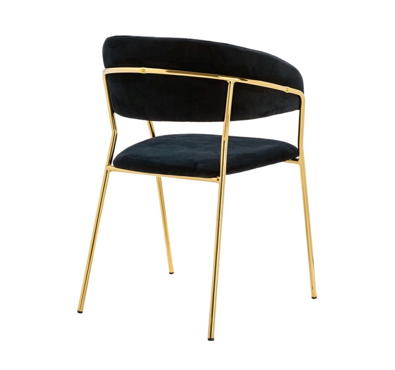Krzesło MARGO czarne - welur, podstawa złota