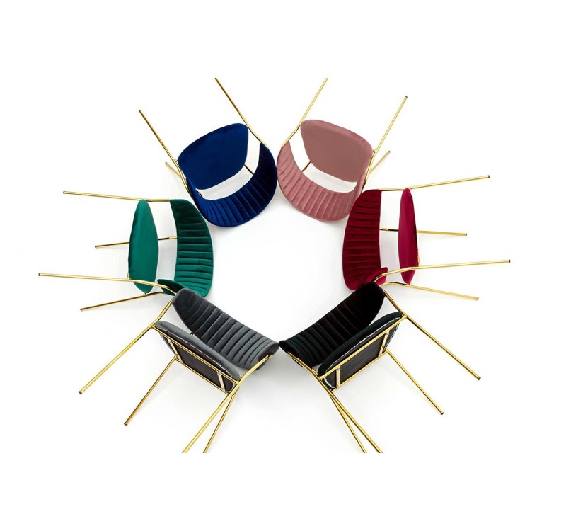 Krzesło MARGO czarne - welur, podstawa złota