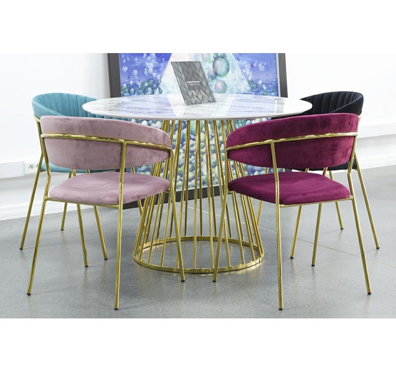 Krzesło MARGO czarne - welur, podstawa złota