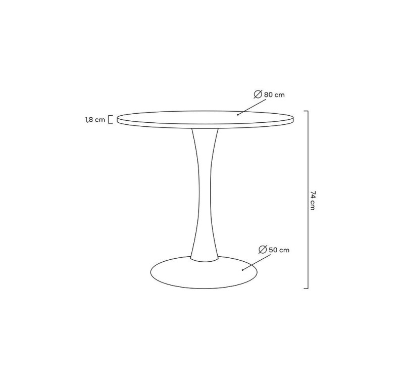 MODESTO stół TULIP FI 80 biały - MDF, podstawa metalowa