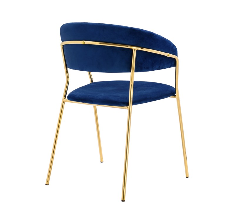 Krzesło MARGO ciemny niebieski - welur, podstawa złota