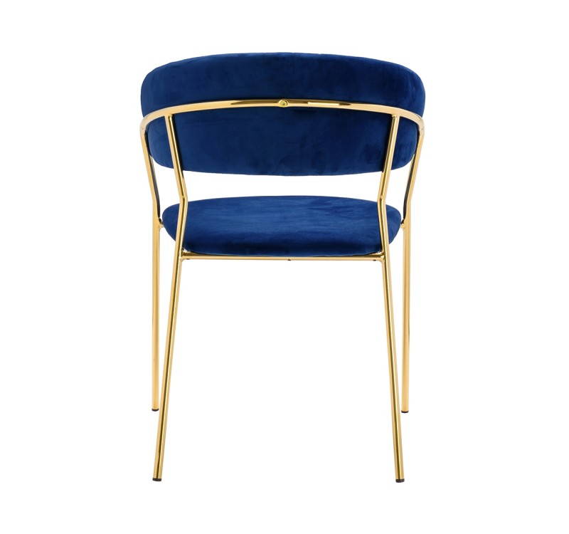 Krzesło MARGO ciemny niebieski - welur, podstawa złota