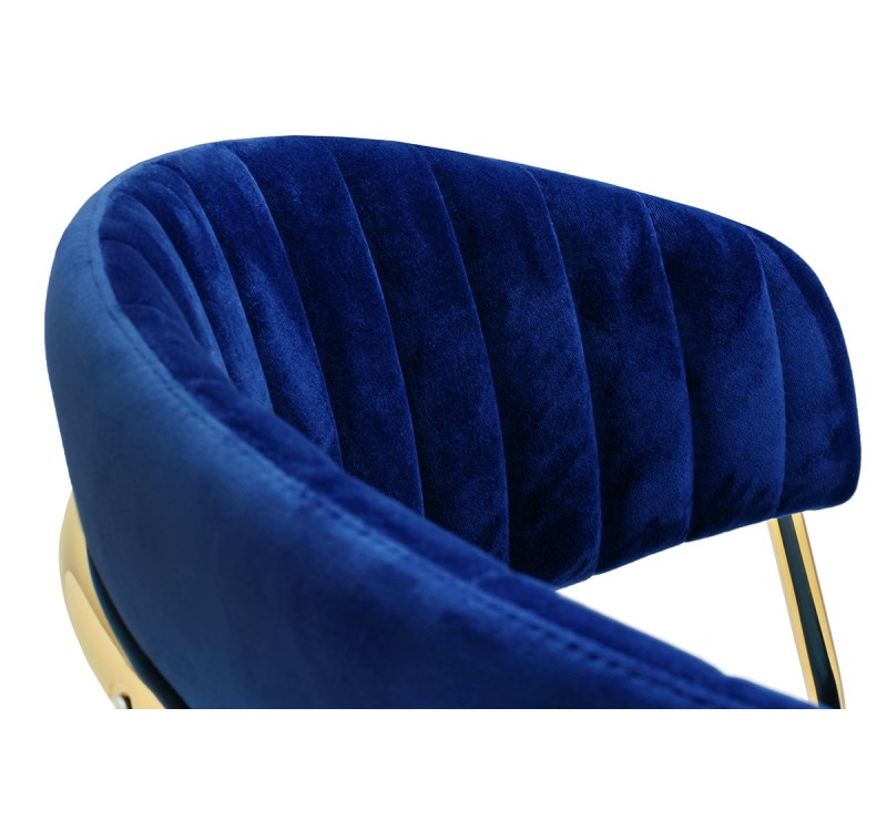 Krzesło MARGO ciemny niebieski - welur, podstawa złota