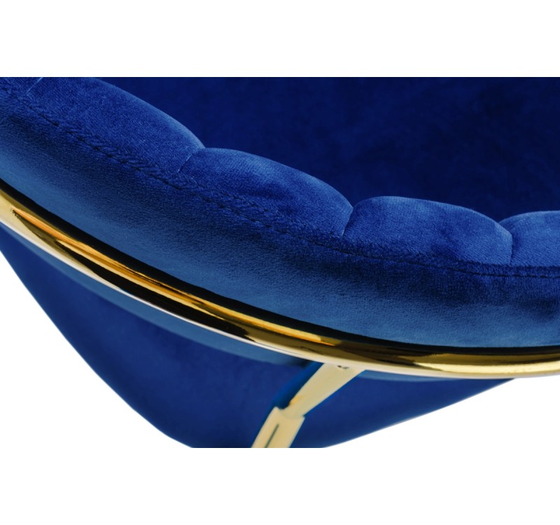 Krzesło MARGO ciemny niebieski - welur, podstawa złota