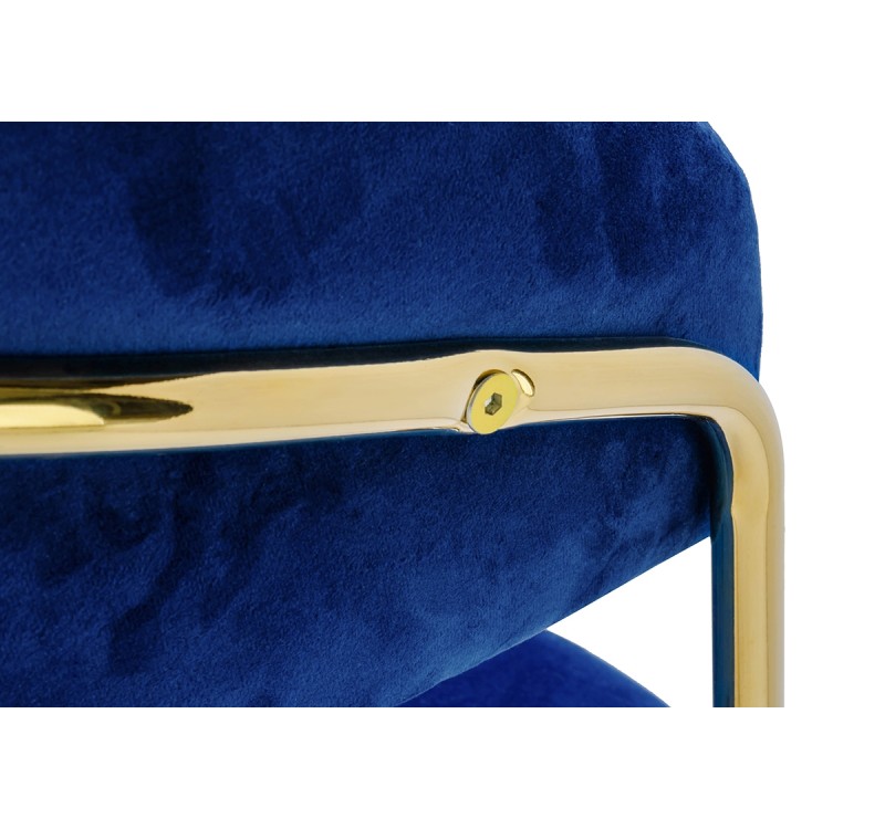 Krzesło MARGO ciemny niebieski - welur, podstawa złota