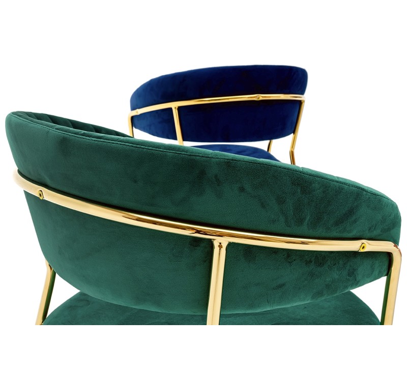 Krzesło MARGO ciemny niebieski - welur, podstawa złota
