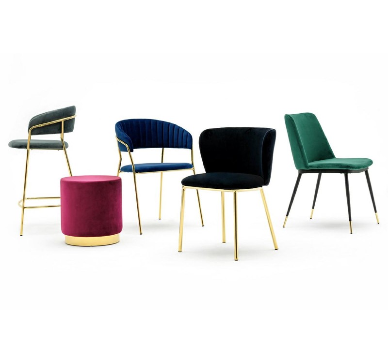 Krzesło MARGO ciemny niebieski - welur, podstawa złota