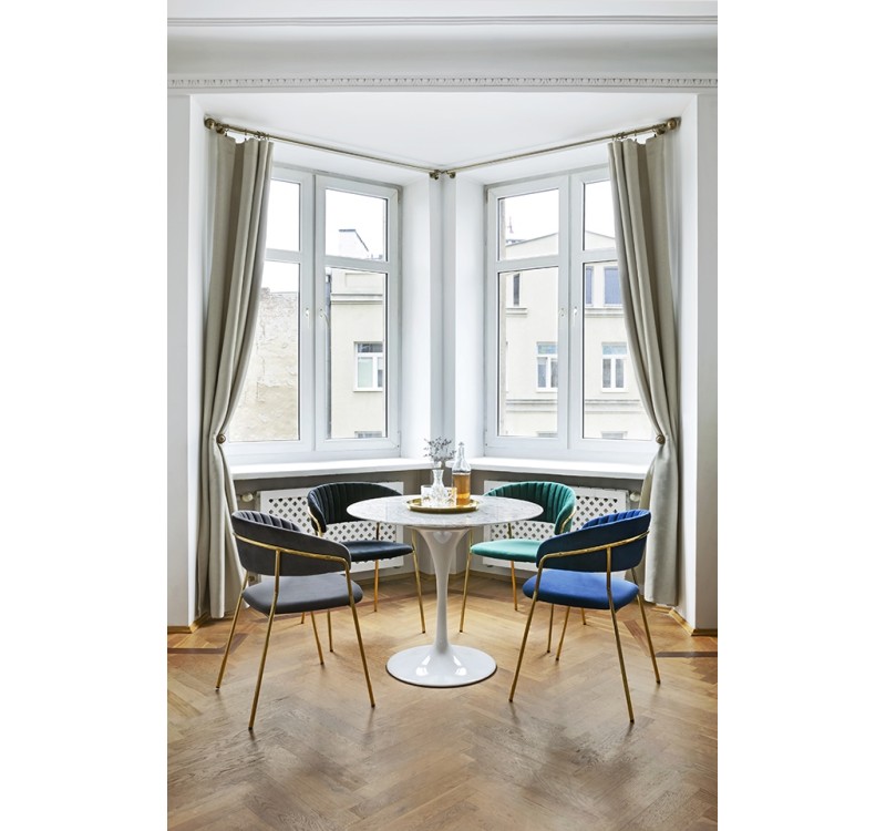 Krzesło MARGO ciemny niebieski - welur, podstawa złota