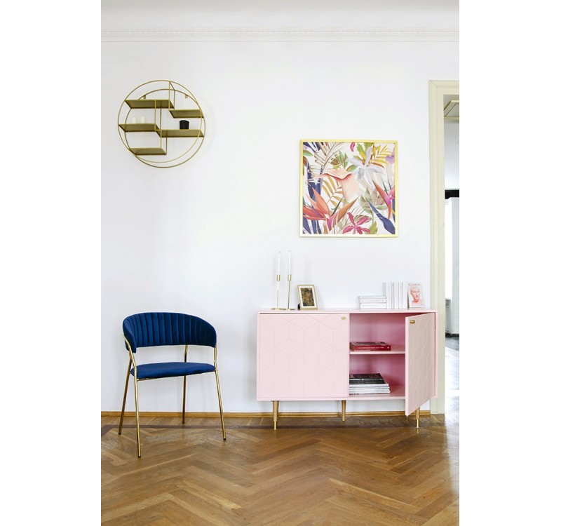 Krzesło MARGO ciemny niebieski - welur, podstawa złota