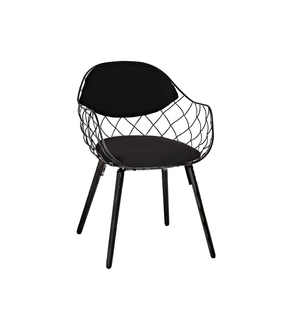 Krzesło DEMON czarne - metal, ekoskóra, podstawa drewniana