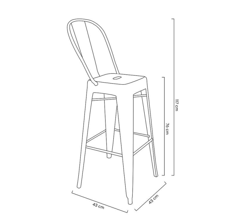 Krzesło barowe TOWER BIG BACK 76  (Paris) czarne