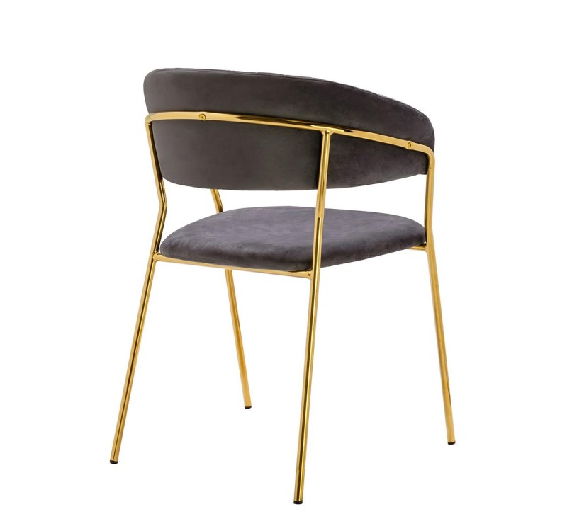 Krzesło MARGO ciemny szary - welur, podstawa złota
