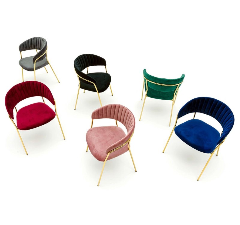 Krzesło MARGO ciemny szary - welur, podstawa złota