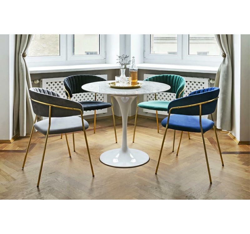 Krzesło MARGO ciemny szary - welur, podstawa złota