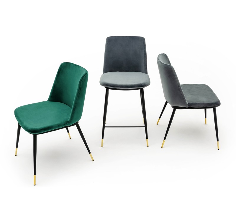 Krzesło DIEGO ciemny szary - welur, podstawa czarno złota