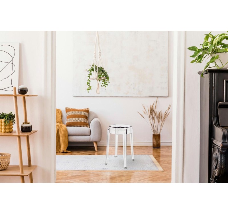 Stołek CHARLES 46 transparentny - poliwęglan