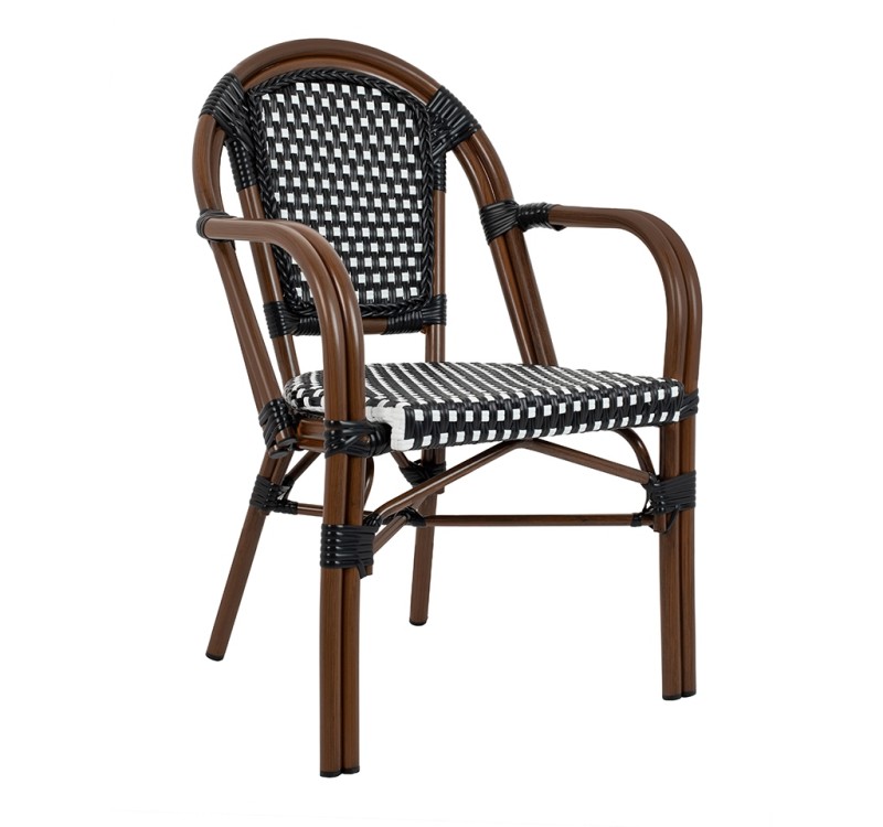 Krzesło ogrodowe CAFE PARIS ARM brązowe   rattan