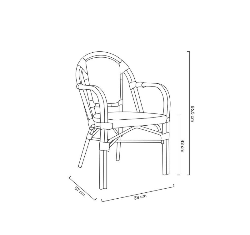 Krzesło ogrodowe CAFE PARIS ARM brązowe   rattan
