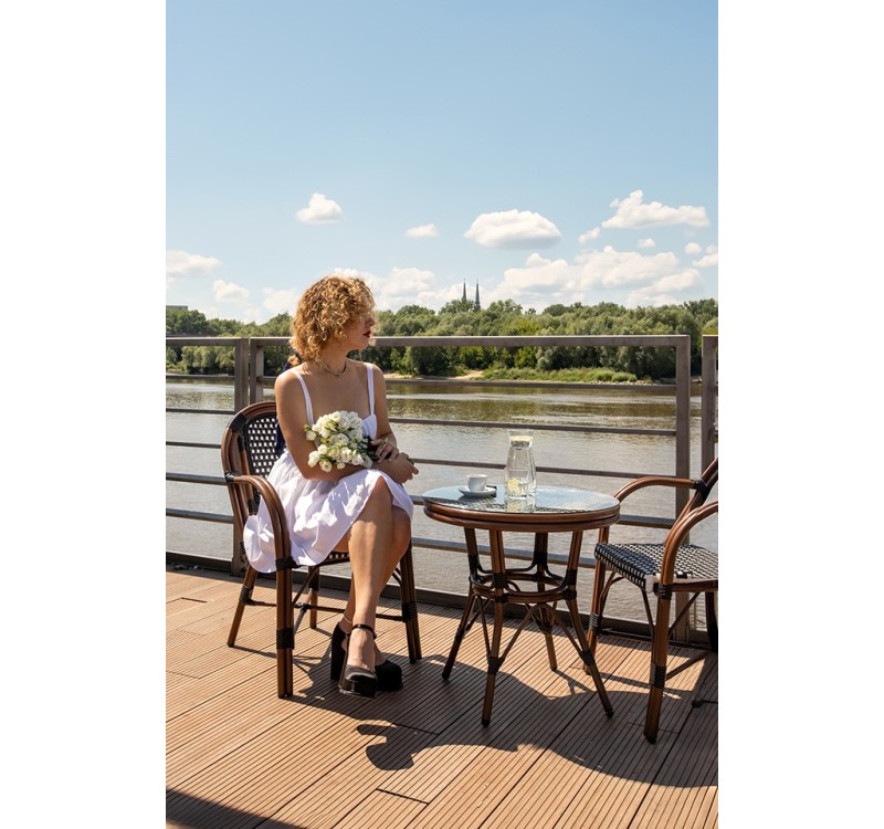 Krzesło ogrodowe CAFE PARIS ARM brązowe   rattan