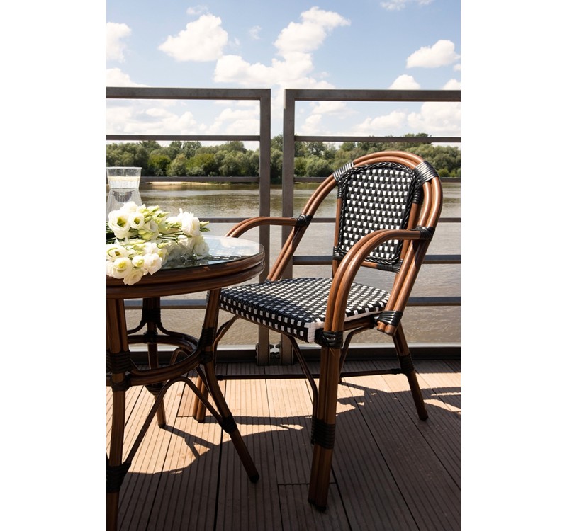 Krzesło ogrodowe CAFE PARIS ARM brązowe   rattan