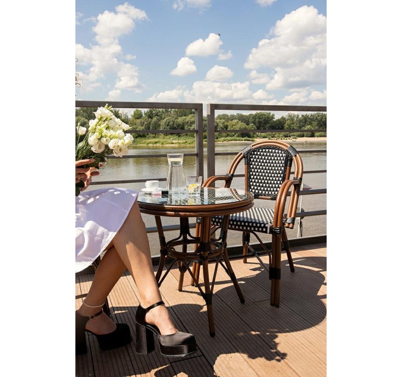 Krzesło ogrodowe CAFE PARIS ARM brązowe   rattan