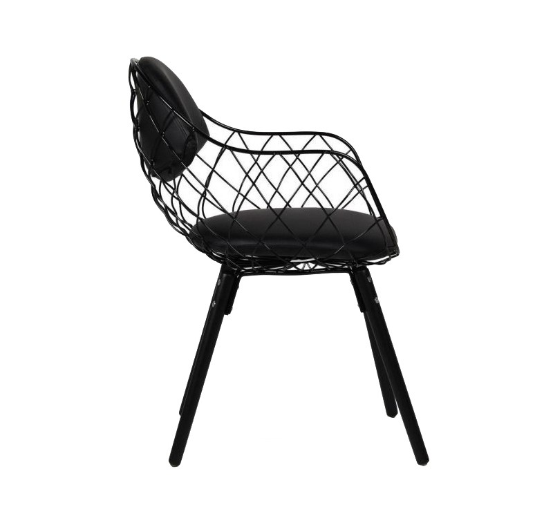 Krzesło DEMON czarne - metal, ekoskóra, podstawa drewniana