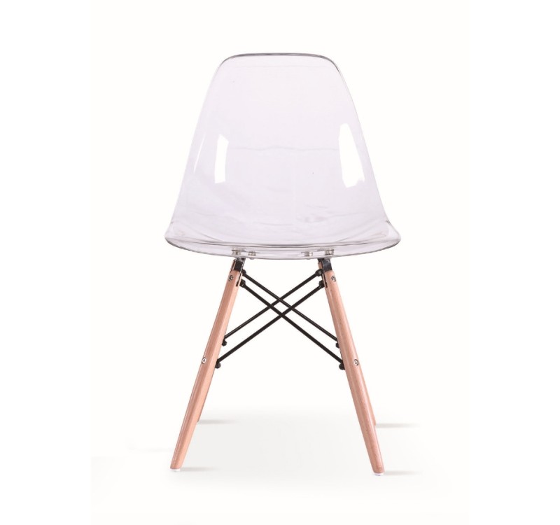 Krzesło ICE WOOD transparentne - poliweglan, podstawa bukowa