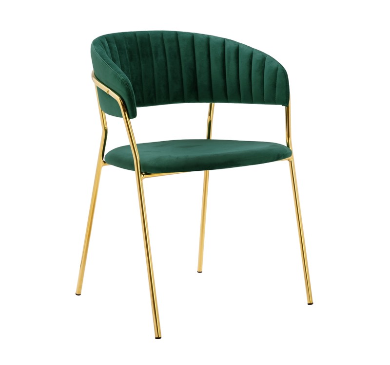 Krzesło MARGO ciemny zielony - welur, podstawa złota