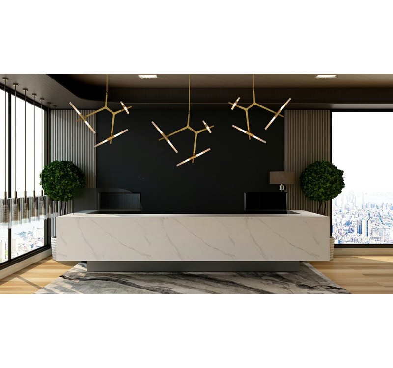 Lampa wisząca CANDELABR 6 złota - aluminium, szkło