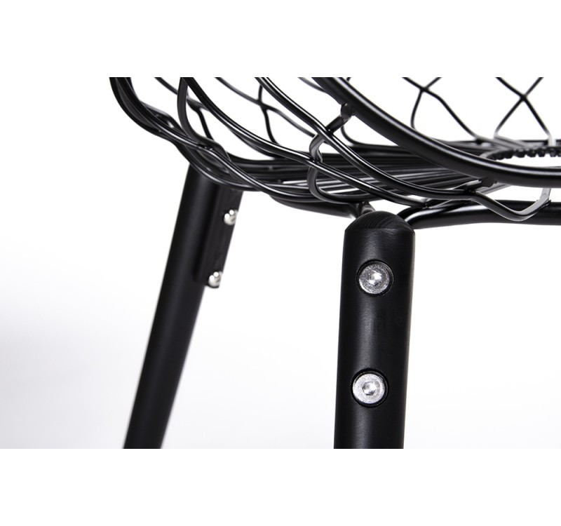 Krzesło DEMON czarne - metal, ekoskóra, podstawa drewniana