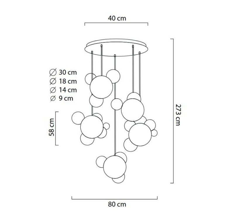 MOOSEE Lampa wisząca CAPRI DISC 5 złota   - 300 LED, aluminium, szkło