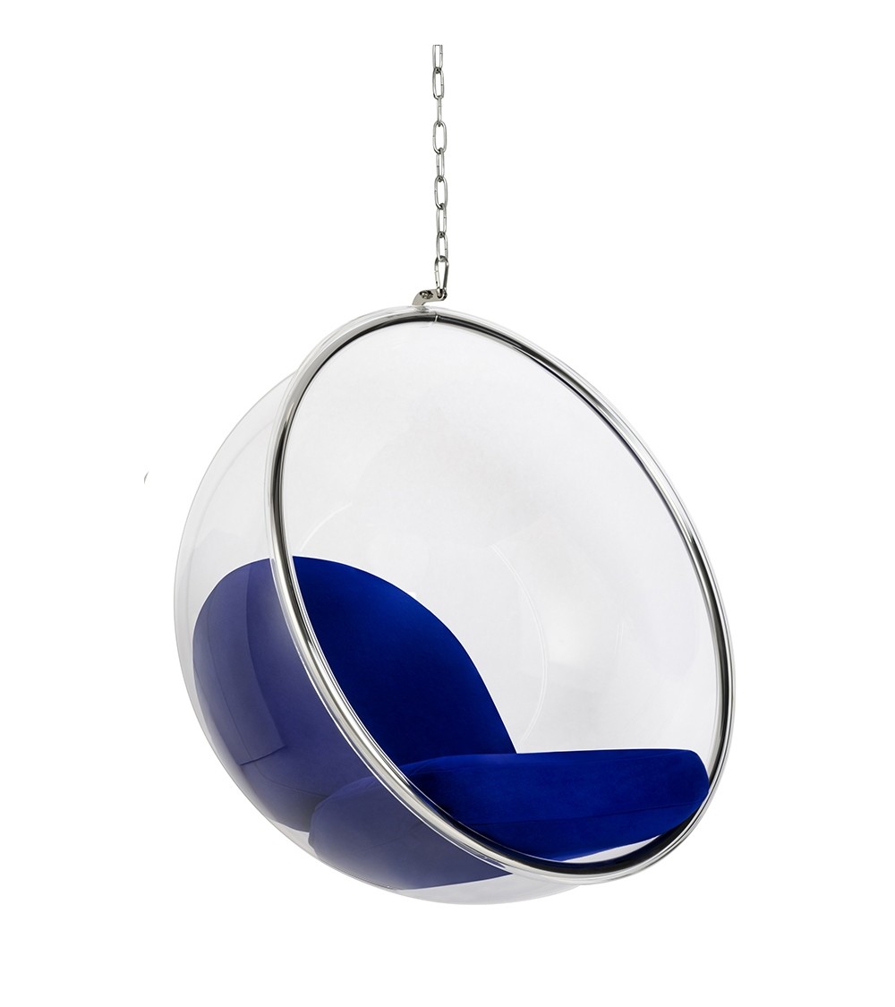 Fotel wiszący BUBBLE poduszka atramentowa - korpus akryl, poduszka wełna