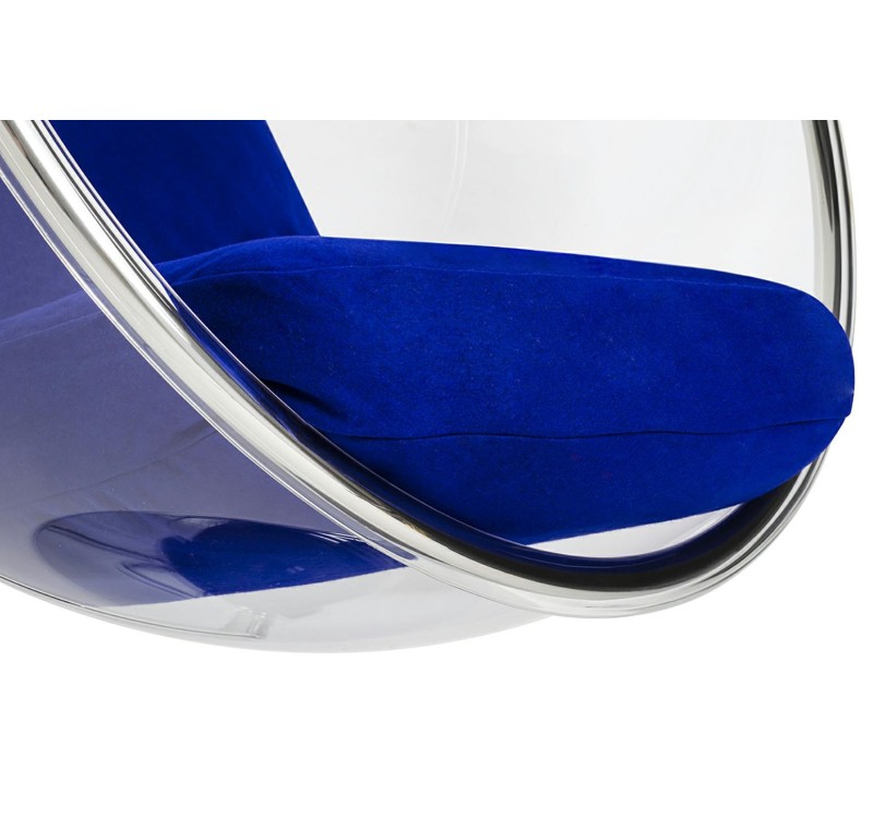 Fotel wiszący BUBBLE poduszka atramentowa - korpus akryl, poduszka wełna