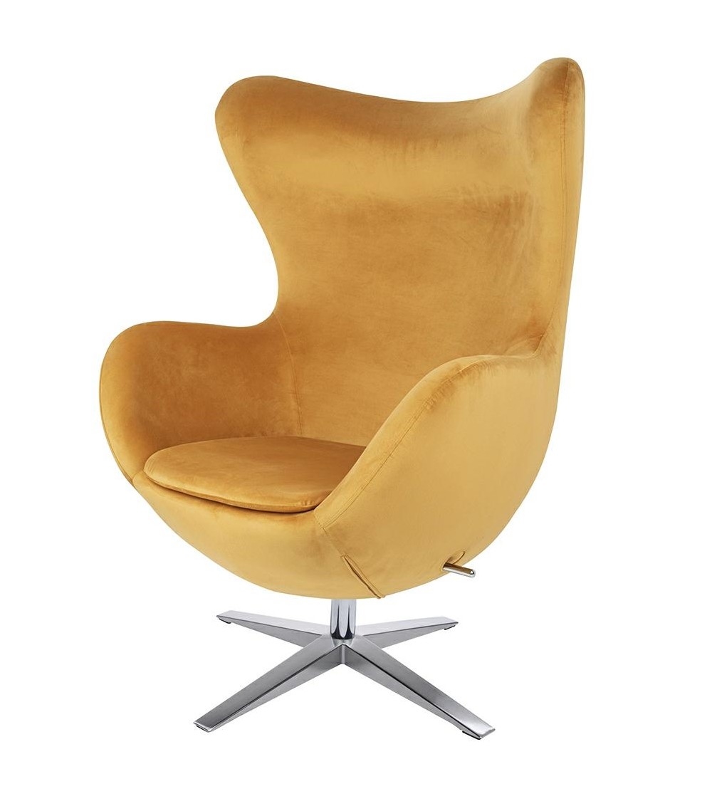 Fotel EGG SZEROKI VELVET musztardowy
