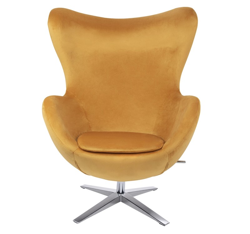 Fotel EGG SZEROKI VELVET musztardowy