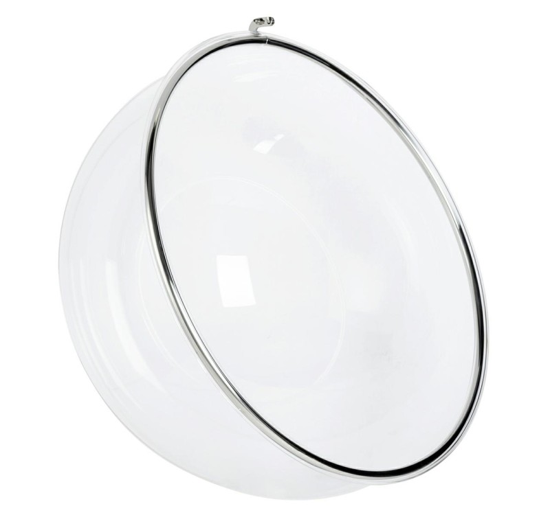 Fotel wiszący BUBBLE poduszka żółta - korpus akryl, poduszka wełna