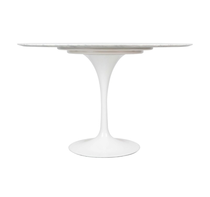 Stół TULIP MARBLE 120 CARRARA biały - blat okrągły marmurowy, metal